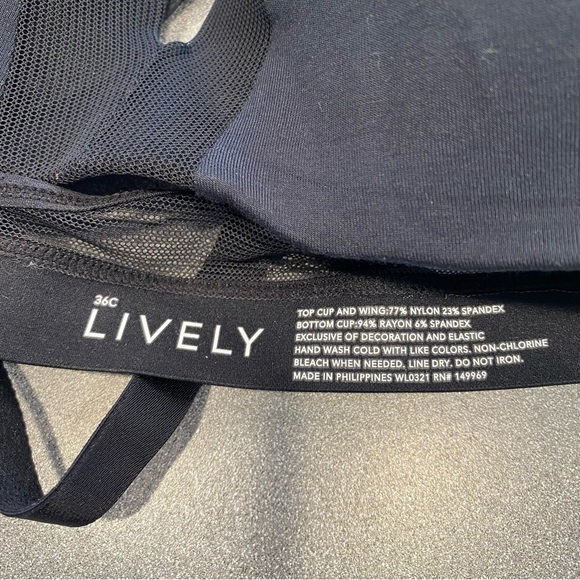 Lively Black Bra 36C Soft Demi Cup Wireless T-Shirt Bra - Picture 5 of 6